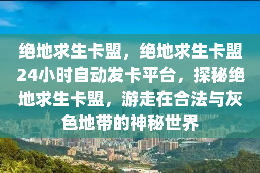 绝地求生卡盟，绝地求生卡盟24小时自动发卡平台，探秘绝地求生卡盟，游走在合法与灰色地带的神秘世界