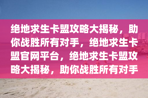 绝地求生卡盟攻略大揭秘，助你战胜所有对手，绝地求生卡盟官网平台，绝地求生卡盟攻略大揭秘，助你战胜所有对手