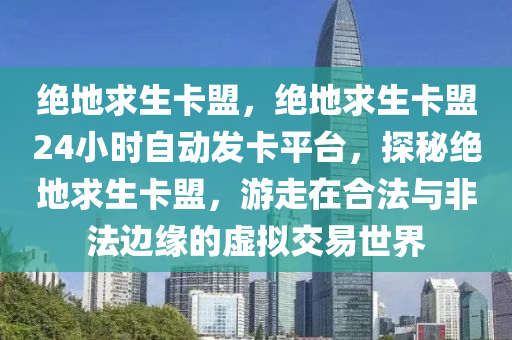 绝地求生卡盟，绝地求生卡盟24小时自动发卡平台，探秘绝地求生卡盟，游走在合法与非法边缘的虚拟交易世界