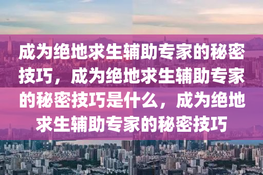 成为绝地求生辅助专家的秘密技巧，成为绝地求生辅助专家的秘密技巧是什么，成为绝地求生辅助专家的秘密技巧