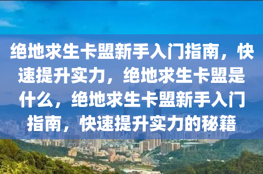 绝地求生卡盟新手入门指南，快速提升实力，绝地求生卡盟是什么，绝地求生卡盟新手入门指南，快速提升实力的秘籍