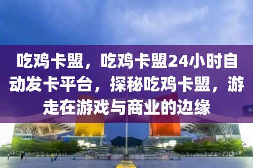 吃鸡卡盟，吃鸡卡盟24小时自动发卡平台，探秘吃鸡卡盟，游走在游戏与商业的边缘