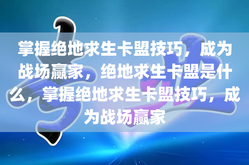 掌握绝地求生卡盟技巧，成为战场赢家，绝地求生卡盟是什么，掌握绝地求生卡盟技巧，成为战场赢家