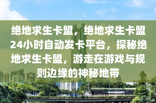 绝地求生卡盟，绝地求生卡盟24小时自动发卡平台，探秘绝地求生卡盟，游走在游戏与规则边缘的神秘地带