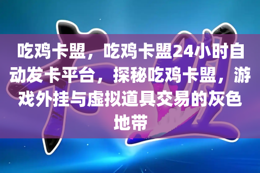 吃鸡卡盟，吃鸡卡盟24小时自动发卡平台，探秘吃鸡卡盟，游戏外挂与虚拟道具交易的灰色地带