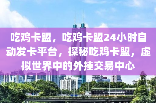 吃鸡卡盟，吃鸡卡盟24小时自动发卡平台，探秘吃鸡卡盟，虚拟世界中的外挂交易中心