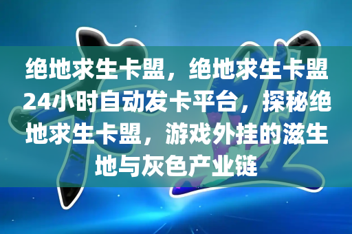 绝地求生卡盟，绝地求生卡盟24小时自动发卡平台，探秘绝地求生卡盟，游戏外挂的滋生地与灰色产业链