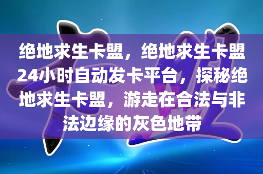 绝地求生卡盟，绝地求生卡盟24小时自动发卡平台，探秘绝地求生卡盟，游走在合法与非法边缘的灰色地带