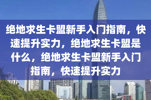 绝地求生卡盟新手入门指南，快速提升实力，绝地求生卡盟是什么，绝地求生卡盟新手入门指南，快速提升实力