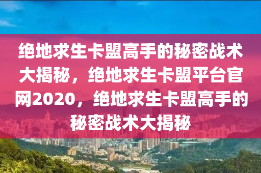 绝地求生卡盟高手的秘密战术大揭秘，绝地求生卡盟平台官网2020，绝地求生卡盟高手的秘密战术大揭秘