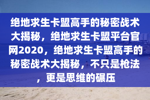 绝地求生卡盟高手的秘密战术大揭秘，绝地求生卡盟平台官网2020，绝地求生卡盟高手的秘密战术大揭秘，不只是枪法，更是思维的碾压