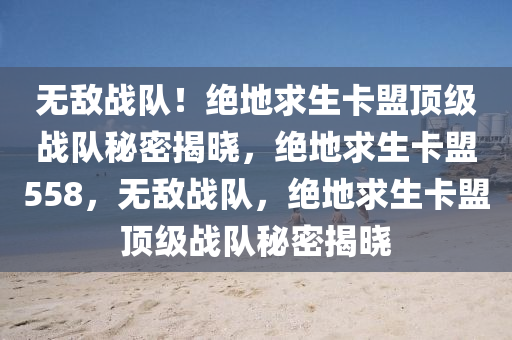 无敌战队！绝地求生卡盟顶级战队秘密揭晓，绝地求生卡盟558，无敌战队，绝地求生卡盟顶级战队秘密揭晓