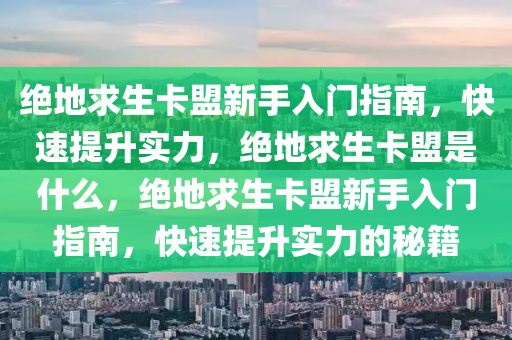 绝地求生卡盟新手入门指南，快速提升实力，绝地求生卡盟是什么，绝地求生卡盟新手入门指南，快速提升实力的秘籍