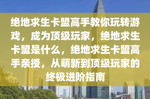 绝地求生卡盟高手教你玩转游戏，成为顶级玩家，绝地求生卡盟是什么，绝地求生卡盟高手亲授，从萌新到顶级玩家的终极进阶指南