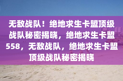 无敌战队！绝地求生卡盟顶级战队秘密揭晓，绝地求生卡盟558，无敌战队，绝地求生卡盟顶级战队秘密揭晓