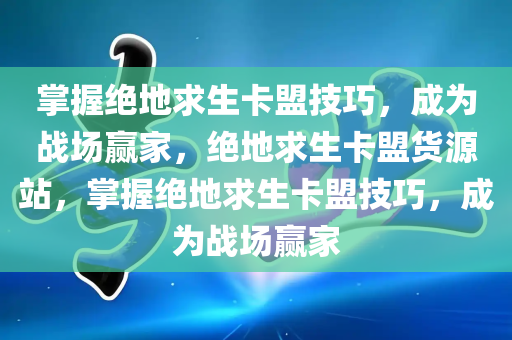 掌握绝地求生卡盟技巧，成为战场赢家，绝地求生卡盟货源站，掌握绝地求生卡盟技巧，成为战场赢家