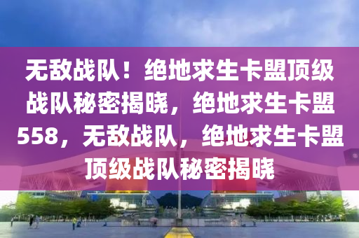 无敌战队！绝地求生卡盟顶级战队秘密揭晓，绝地求生卡盟558，无敌战队，绝地求生卡盟顶级战队秘密揭晓