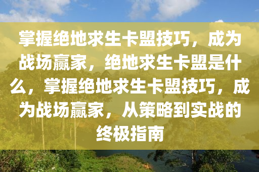 掌握绝地求生卡盟技巧，成为战场赢家，绝地求生卡盟是什么，掌握绝地求生卡盟技巧，成为战场赢家，从策略到实战的终极指南