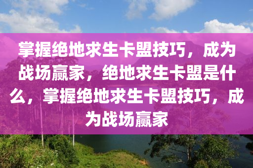 掌握绝地求生卡盟技巧，成为战场赢家，绝地求生卡盟是什么，掌握绝地求生卡盟技巧，成为战场赢家