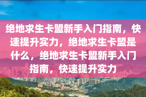 绝地求生卡盟新手入门指南，快速提升实力，绝地求生卡盟是什么，绝地求生卡盟新手入门指南，快速提升实力