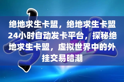 绝地求生卡盟，绝地求生卡盟24小时自动发卡平台，探秘绝地求生卡盟，虚拟世界中的外挂交易暗潮