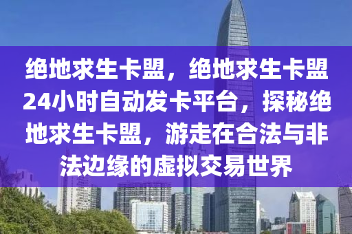 绝地求生卡盟，绝地求生卡盟24小时自动发卡平台，探秘绝地求生卡盟，游走在合法与非法边缘的虚拟交易世界