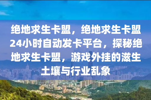 绝地求生卡盟，绝地求生卡盟24小时自动发卡平台，探秘绝地求生卡盟，游戏外挂的滋生土壤与行业乱象