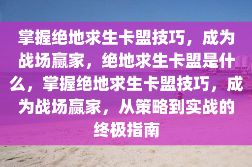 掌握绝地求生卡盟技巧，成为战场赢家，绝地求生卡盟是什么，掌握绝地求生卡盟技巧，成为战场赢家，从策略到实战的终极指南
