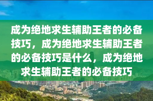 成为绝地求生辅助王者的必备技巧，成为绝地求生辅助王者的必备技巧是什么，成为绝地求生辅助王者的必备技巧