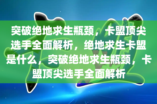 突破绝地求生瓶颈，卡盟顶尖选手全面解析，绝地求生卡盟是什么，突破绝地求生瓶颈，卡盟顶尖选手全面解析