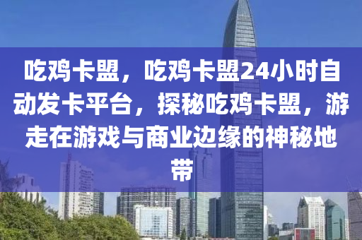 吃鸡卡盟，吃鸡卡盟24小时自动发卡平台，探秘吃鸡卡盟，游走在游戏与商业边缘的神秘地带