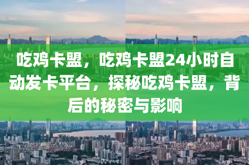 吃鸡卡盟，吃鸡卡盟24小时自动发卡平台，探秘吃鸡卡盟，背后的秘密与影响