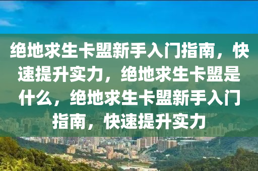 绝地求生卡盟新手入门指南，快速提升实力，绝地求生卡盟是什么，绝地求生卡盟新手入门指南，快速提升实力