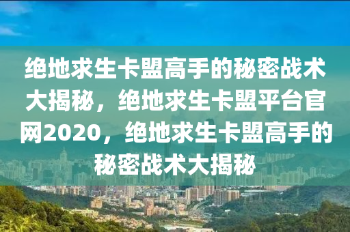 绝地求生卡盟高手的秘密战术大揭秘，绝地求生卡盟平台官网2020，绝地求生卡盟高手的秘密战术大揭秘