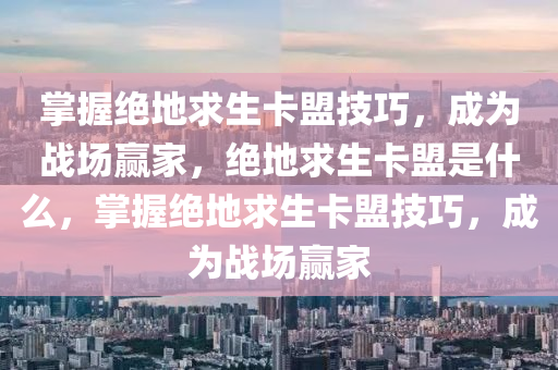 掌握绝地求生卡盟技巧，成为战场赢家，绝地求生卡盟是什么，掌握绝地求生卡盟技巧，成为战场赢家