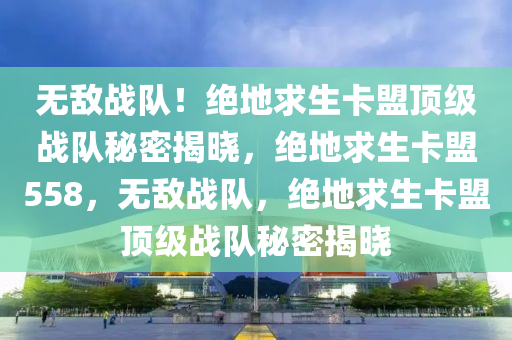 无敌战队！绝地求生卡盟顶级战队秘密揭晓，绝地求生卡盟558，无敌战队，绝地求生卡盟顶级战队秘密揭晓