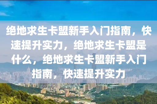 绝地求生卡盟新手入门指南，快速提升实力，绝地求生卡盟是什么，绝地求生卡盟新手入门指南，快速提升实力