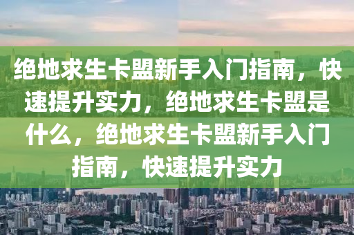 绝地求生卡盟新手入门指南，快速提升实力，绝地求生卡盟是什么，绝地求生卡盟新手入门指南，快速提升实力