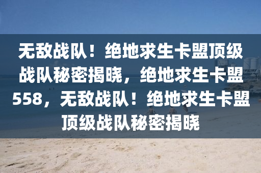 无敌战队！绝地求生卡盟顶级战队秘密揭晓，绝地求生卡盟558，无敌战队！绝地求生卡盟顶级战队秘密揭晓