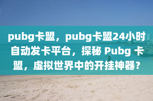 pubg卡盟，pubg卡盟24小时自动发卡平台，探秘 Pubg 卡盟，虚拟世界中的开挂神器？
