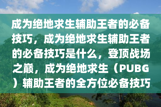 成为绝地求生辅助王者的必备技巧，成为绝地求生辅助王者的必备技巧是什么，登顶战场之巅，成为绝地求生（PUBG）辅助王者的全方位必备技巧