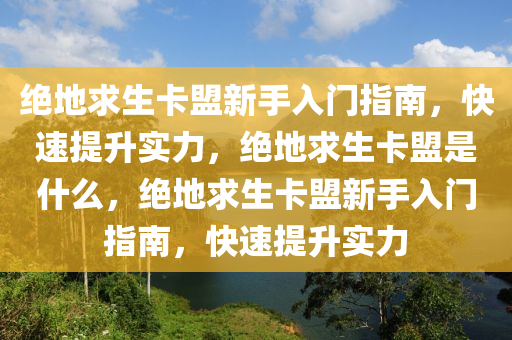 绝地求生卡盟新手入门指南，快速提升实力，绝地求生卡盟是什么，绝地求生卡盟新手入门指南，快速提升实力