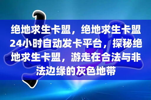 绝地求生卡盟，绝地求生卡盟24小时自动发卡平台，探秘绝地求生卡盟，游走在合法与非法边缘的灰色地带