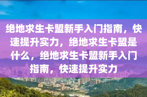 绝地求生卡盟新手入门指南，快速提升实力，绝地求生卡盟是什么，绝地求生卡盟新手入门指南，快速提升实力