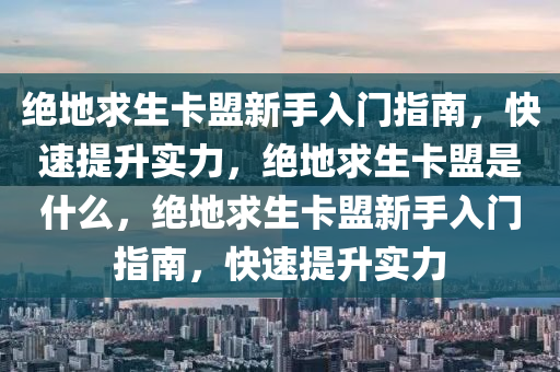 绝地求生卡盟新手入门指南，快速提升实力，绝地求生卡盟是什么，绝地求生卡盟新手入门指南，快速提升实力