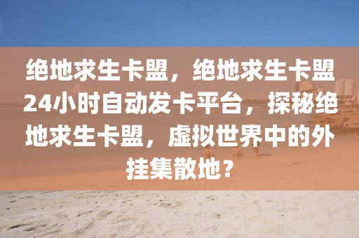 绝地求生卡盟，绝地求生卡盟24小时自动发卡平台，探秘绝地求生卡盟，虚拟世界中的外挂集散地？