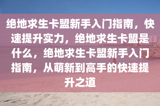 绝地求生卡盟新手入门指南，快速提升实力，绝地求生卡盟是什么，绝地求生卡盟新手入门指南，从萌新到高手的快速提升之道