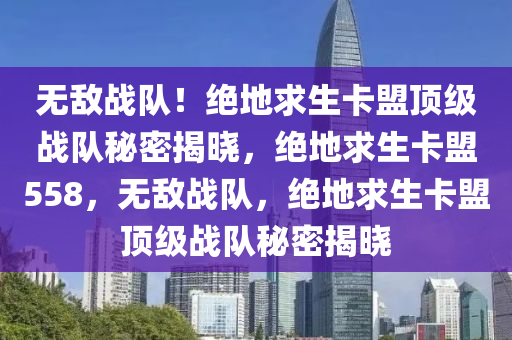 无敌战队！绝地求生卡盟顶级战队秘密揭晓，绝地求生卡盟558，无敌战队，绝地求生卡盟顶级战队秘密揭晓