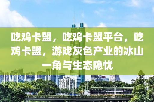 吃鸡卡盟，吃鸡卡盟平台，吃鸡卡盟，游戏灰色产业的冰山一角与生态隐忧
