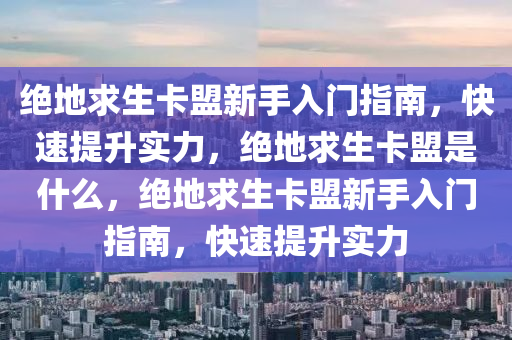 绝地求生卡盟新手入门指南，快速提升实力，绝地求生卡盟是什么，绝地求生卡盟新手入门指南，快速提升实力